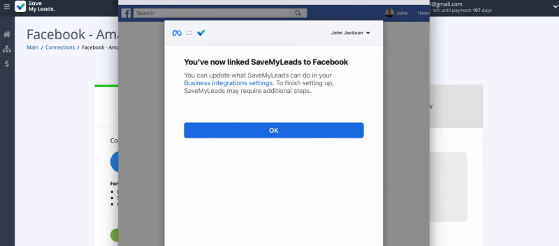 Facebook and Amazon DynamoDB integration | Click "OK"