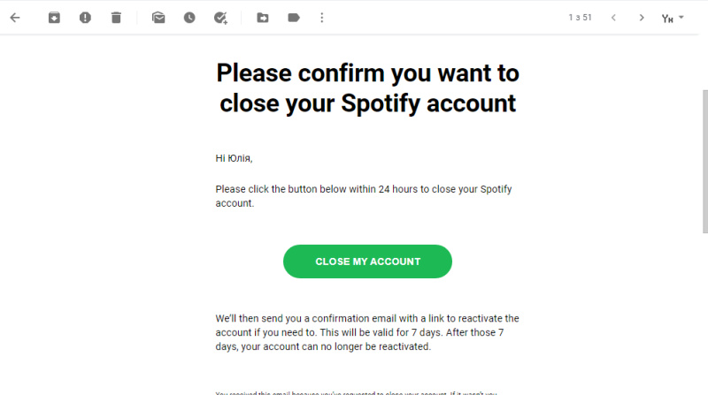Please confirm you want to close your Spotify account