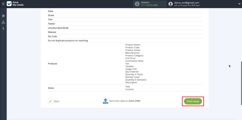 How to set up the upload of new leads from your Facebook ad account to Zoho CRM | Finishing the connection setup