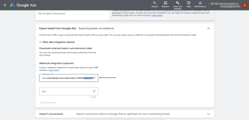 Copy the final segment of the webhook URL
