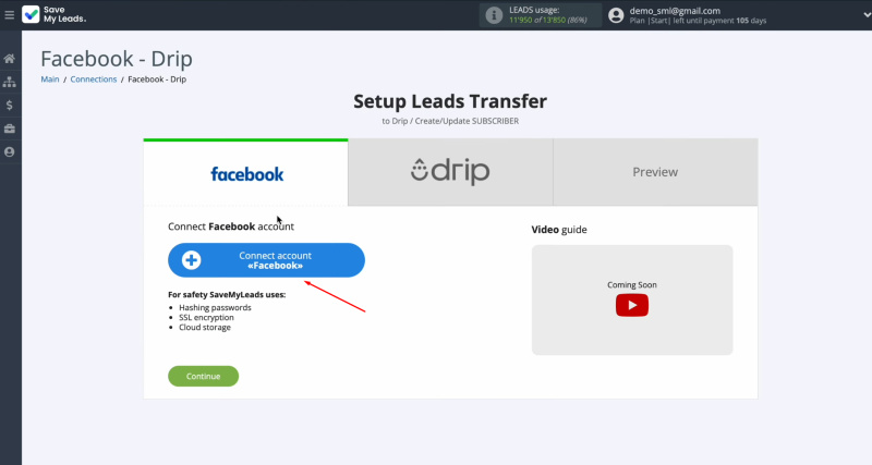 Facebook and Drip integration | Connect your Facebook account to SaveMyLeads