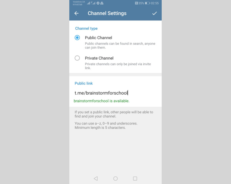 How to create a Telegram channel | Channel settings