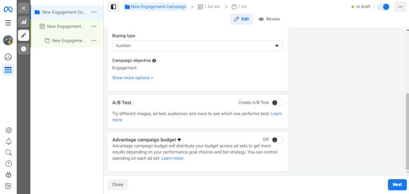 Set up an ad campaign in Ads Manager | A/B Test and Advantage campaign budget