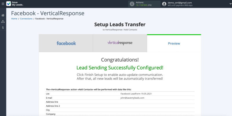 How to set up the upload of new leads from your Facebook ad account to your VerticalResponse email list |&nbsp;Checking test lead data part 1