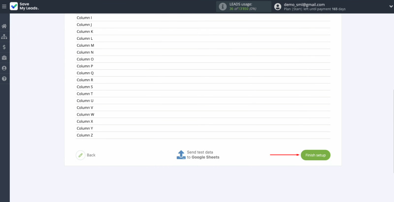 TikTok and Google Sheets integration | Click “Finish setup” to enable auto-update