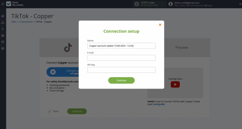You need to specify your e-mail and API key