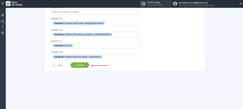 MySQL and Facebook integration | Click “Continue”