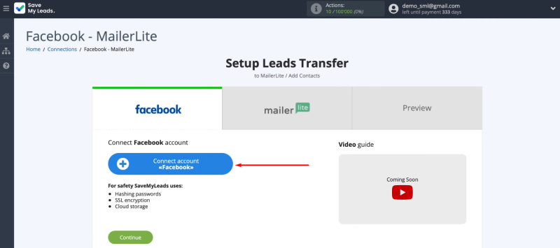 Facebook and MailerLite integration | Connect FB account