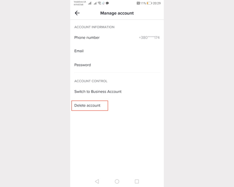 Deleting a TikTok Account | Click&nbsp;Delete account