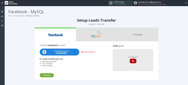 MySQL and Facebook integration | Connect your Facebook account to SaveMyLeads