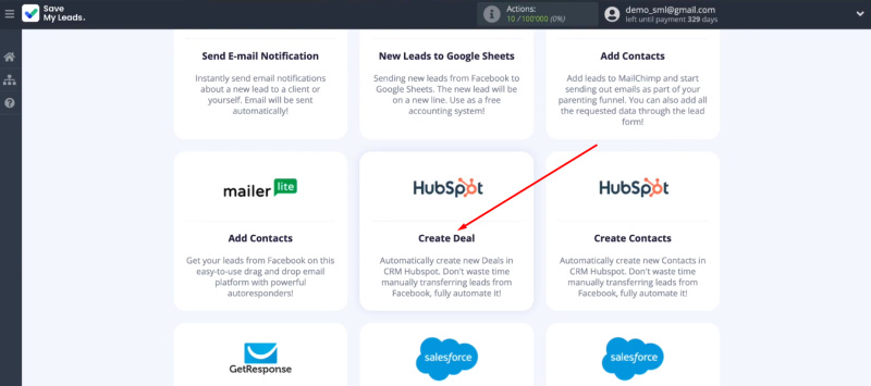 Facebook and HubSpot integration | Select a ready-made template integration