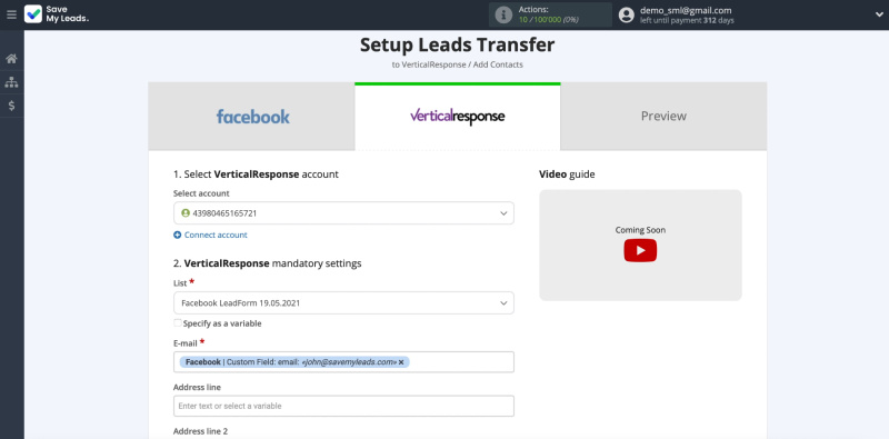 How to set up the upload of new leads from your Facebook ad account to your VerticalResponse email list |&nbsp;Configuring data transfer part 1