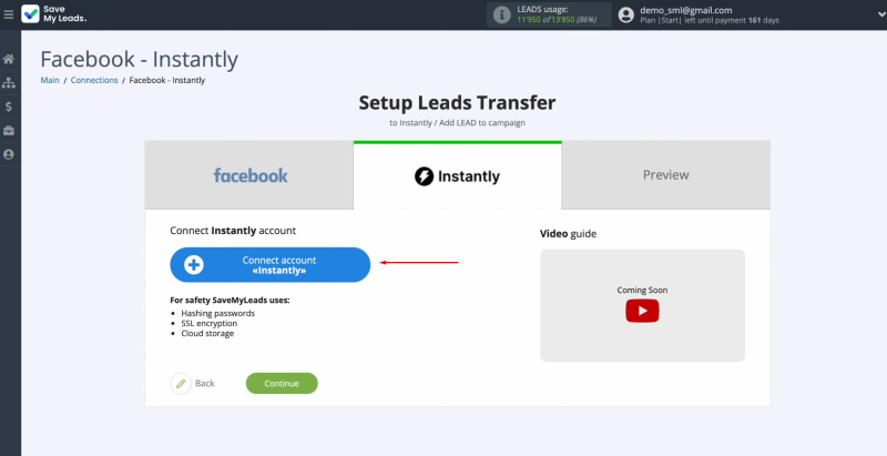 Facebook and Instantly integration | Connect your Instantly account to SaveMyLeads
