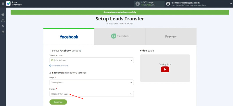 Facebook Lead Ads and Freshdesk integration | Select the forms