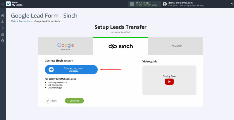 Google Lead Form and Sinch integration | Connect your Sinch account to SaveMyLeads