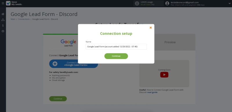 Assign a name to the new connection