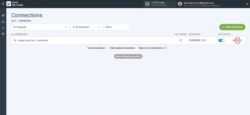 How to connect Google Ads Lead Form to Smartsheet | Click the gear icon