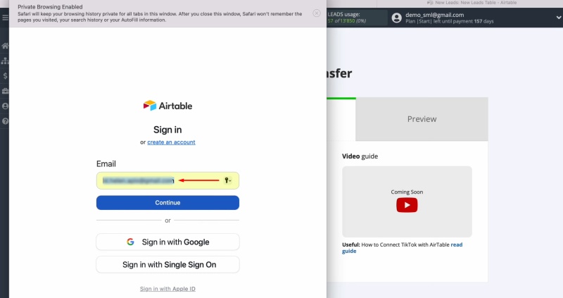 Enter your Airtable account login