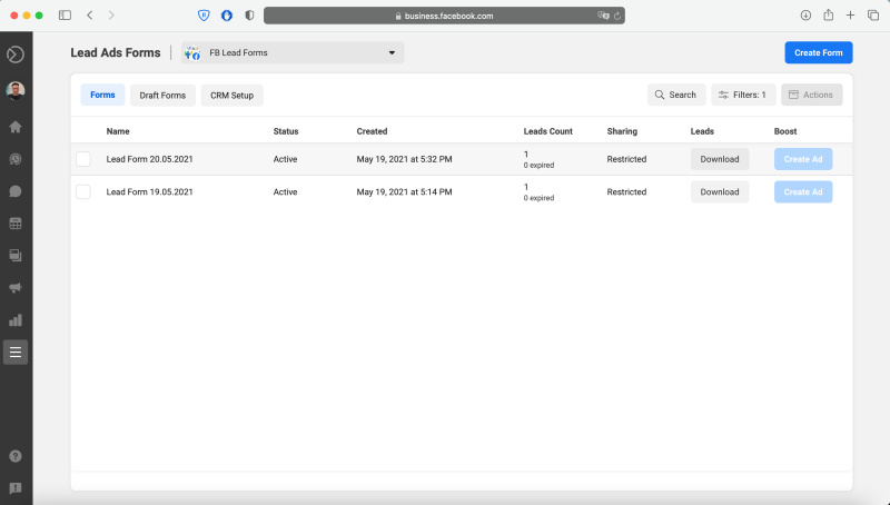Facebook Business Manager | Leads Forms