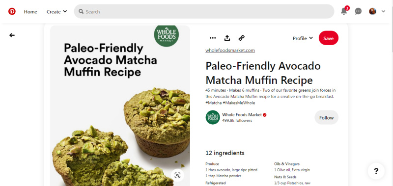 Foods Market posted a recipe for matcha muffins