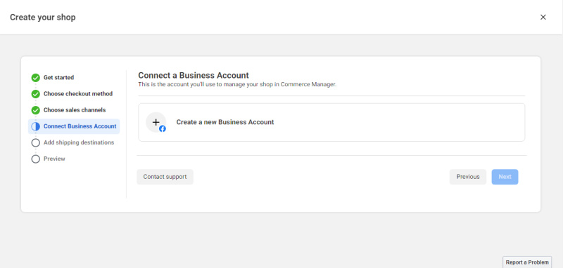 Create a new business account