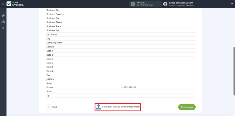 Facebook and Benchmark integration | Sending test data to&nbsp;Benchmark