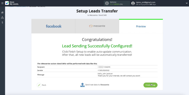 How to set up Facebook and Messente integration | Turn on auto-update