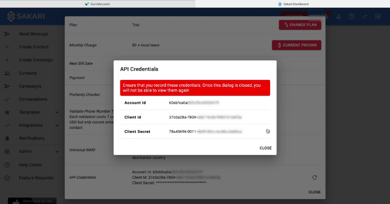 How to Send SMS via Sakari from New Facebook Leads | Data window