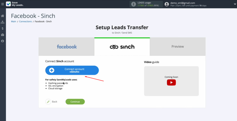 Facebook and Sinch integration | Connect your Sinch account to SaveMyLeads