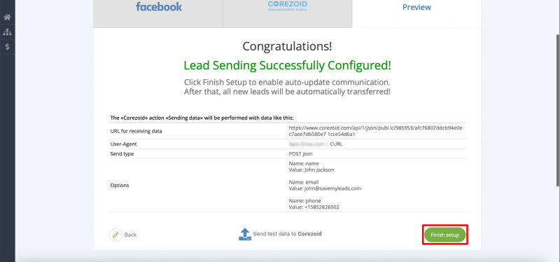 How to set up uploading new leads from a Facebook ad account in Corezoid | Launching the integration