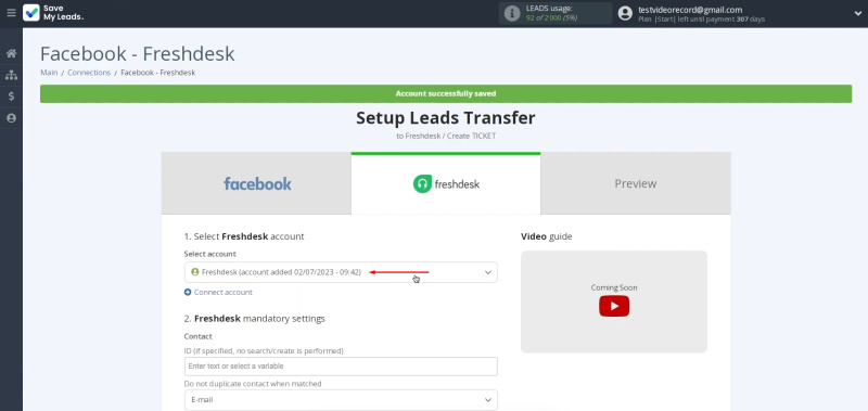 Facebook Lead Ads and Freshdesk integration | Select the newly created login