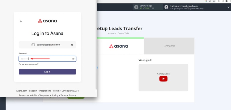Enter your Asana password