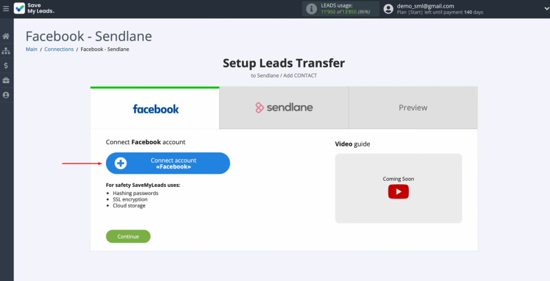 Sendlane and Facebook integration | Connect your Facebook account to SaveMyLeads