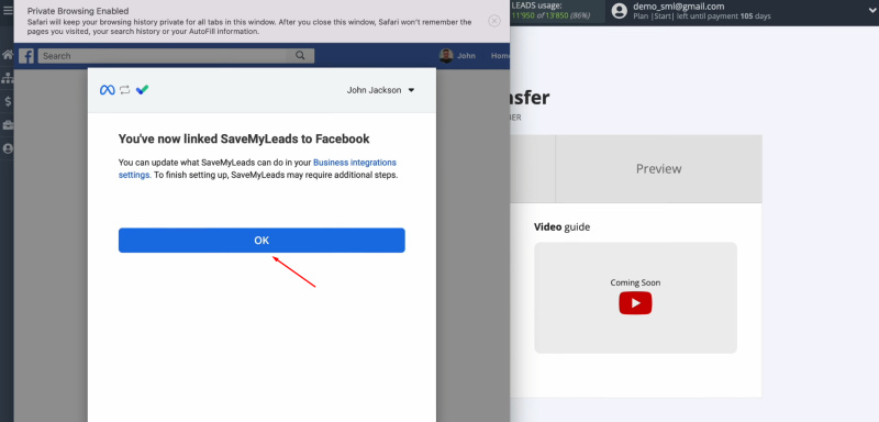 Facebook and Drip integration | Click “OK”