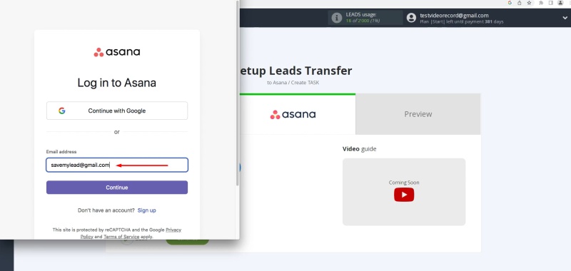 Enter your Asana login