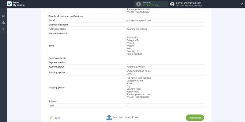 Facebook and Ecwid integration | Testing data, part 2