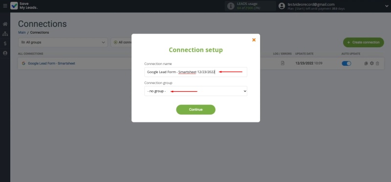 How to connect Google Ads Lead Form to Smartsheet | Give the integration a new name and assign it to a group