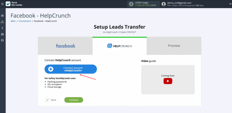 Facebook and HelpCrunch integration | Connect your HelpCrunch account to the SaveMyLeads