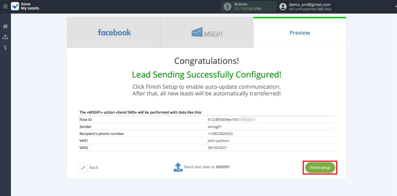 Facebook and MSG91 integration | Finishing the setup