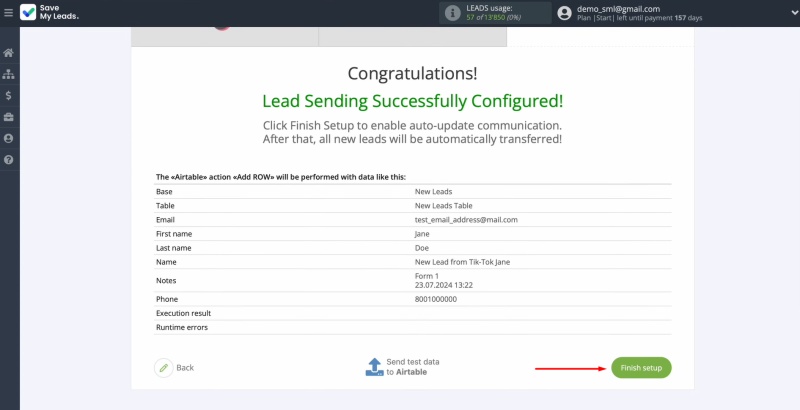 Click “Finish setup"