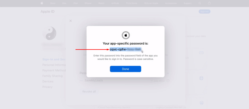 Facebook and iCloud integration | Copy password