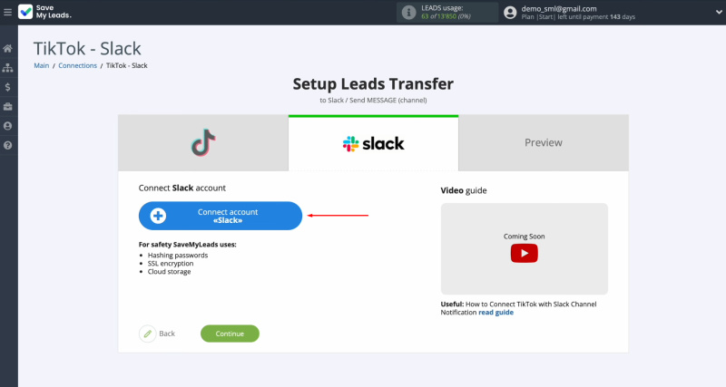 TikTok and Slack integration | Connect your Slack account to SaveMyLeads