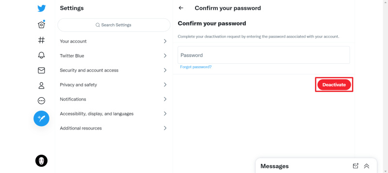 How to delete Twitter account | Press "Deactivate" again