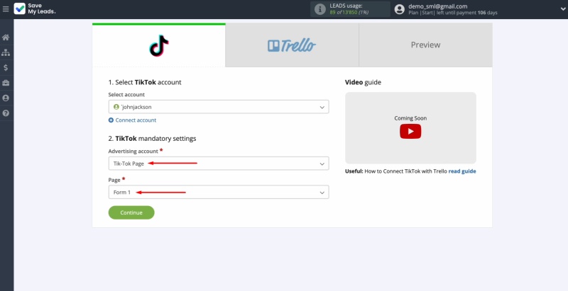 Choose an advertising page and form