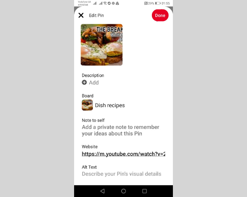 How to post on Pinterest | Add attributes and click "Done"
