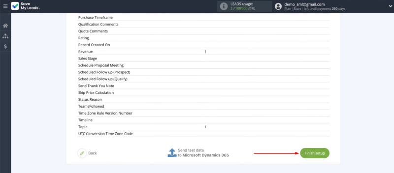 Facebook and Microsoft Dynamics 365 integration | Click “Finish setup” and turn on auto-update