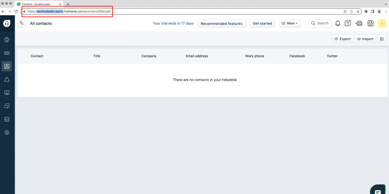Facebook and Freshdesk integration | Copy the domain from the address bar