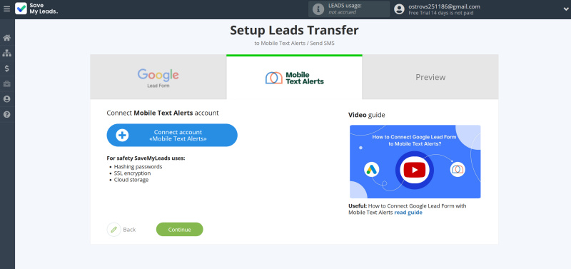 Google Lead Form and Mobile Text Alerts integration | Connect your Mobile Text Alerts account to SaveMyLeads