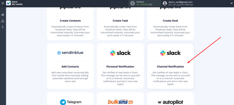Facebook and Slack integration | Select a template
