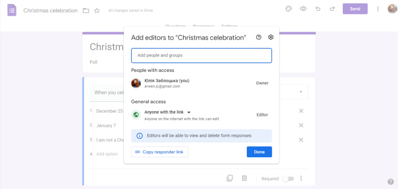 Google Forms and Jotform functionality | Collaboration in&nbsp;Google Forms